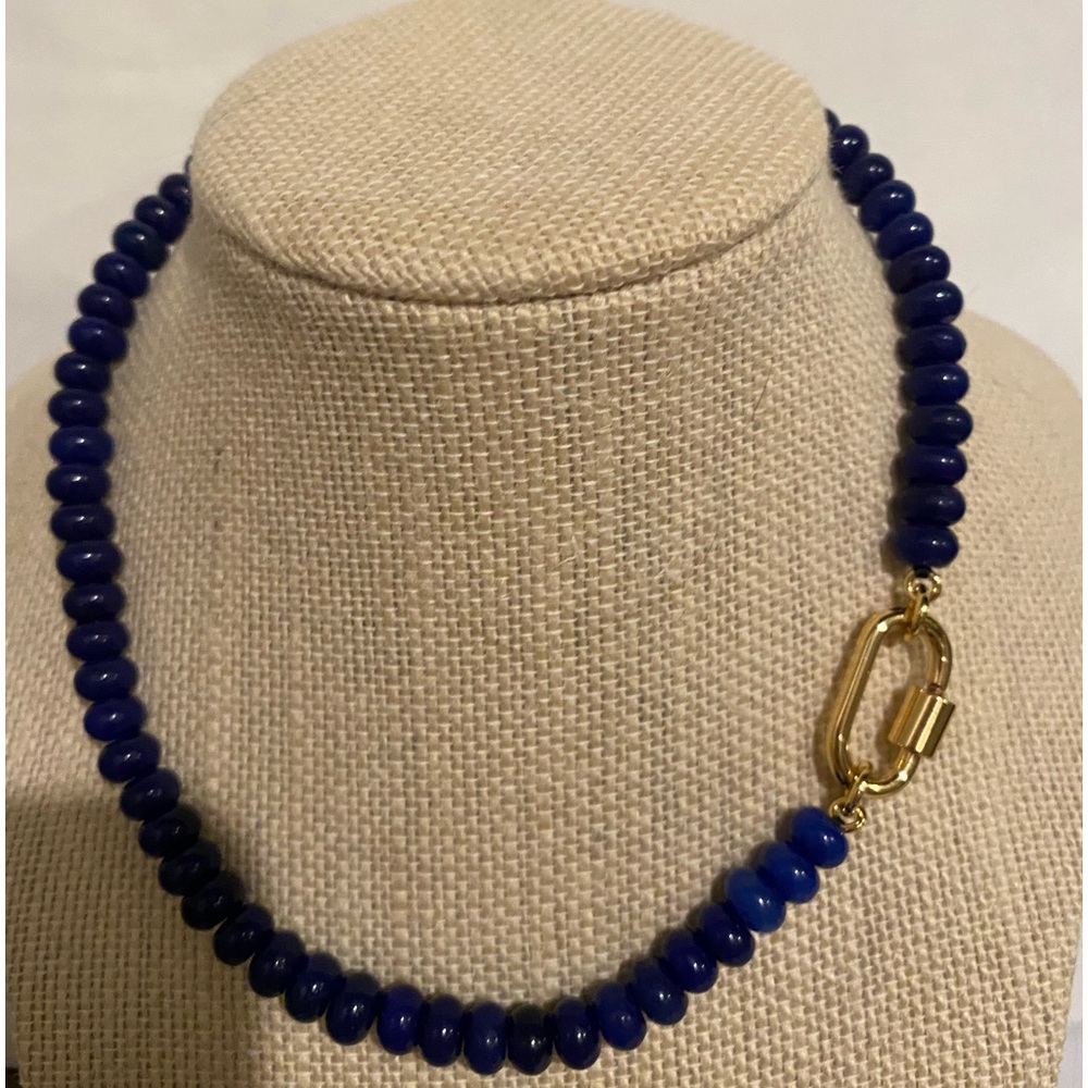 MADEWELL Semiprecious Beaded carabiner charm Necklace lapis blue stone - Picture 3 of 4